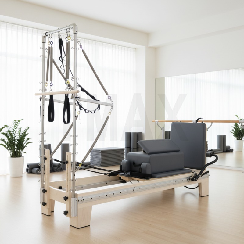 Home Pilates Yoga - YTYIN Tmax高品質ハーフ台形コアメープル木製ベッドヨガワークアウトホームピラティスリフォーマー（タワー付き）
