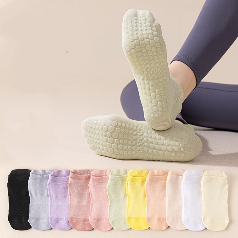 Yoga Mix Pilates - 4/20 個 (2/10 ペア混合色) ヨガソックス、滑り止めグリップ付き、屋内フィットネス用、女性用ピラティスショートソックス、メッシュスポーツソックス、コットンソックス、吸湿性と通気性に優れたスポーツソックス