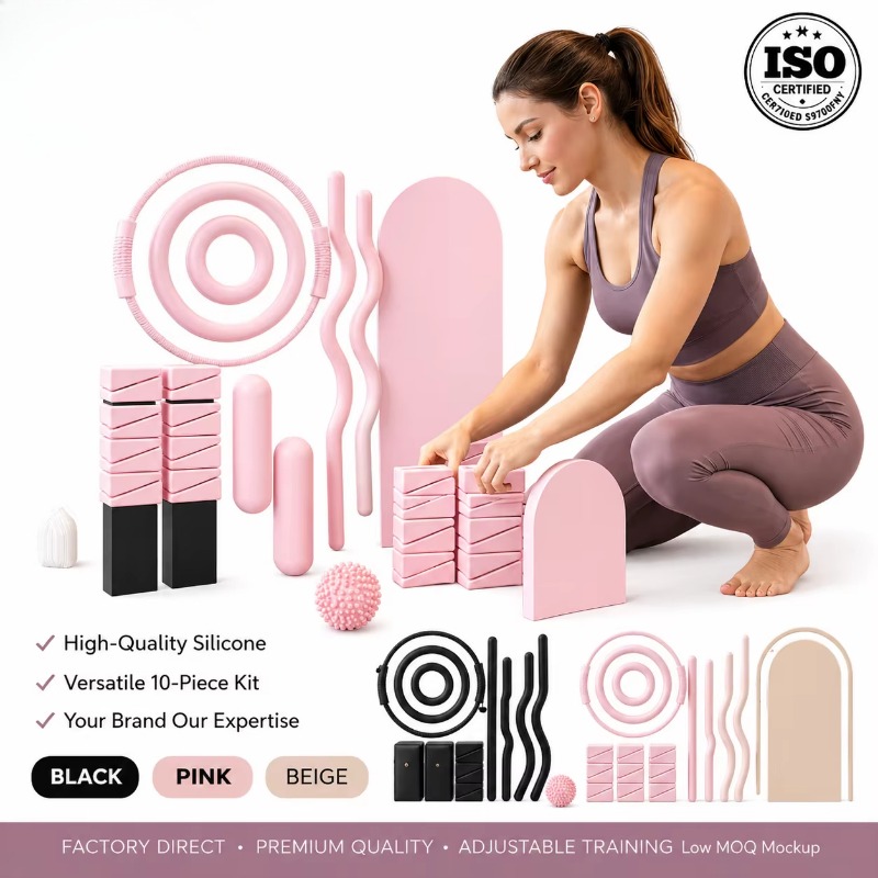 Pilates And Yoga Combined - ウェイトバー、シリコンダンベル、ヨガマット、ホームジムフィットネスセット、自由に組み合わせられるピラティスセット、エクササイズセット