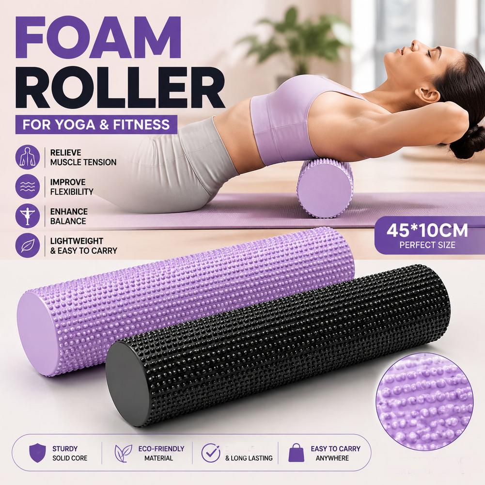 EVA高密度ヨガフォームローラー45cm、フィットネス筋肉マ - Home Pilates Yoga のレビューと価格