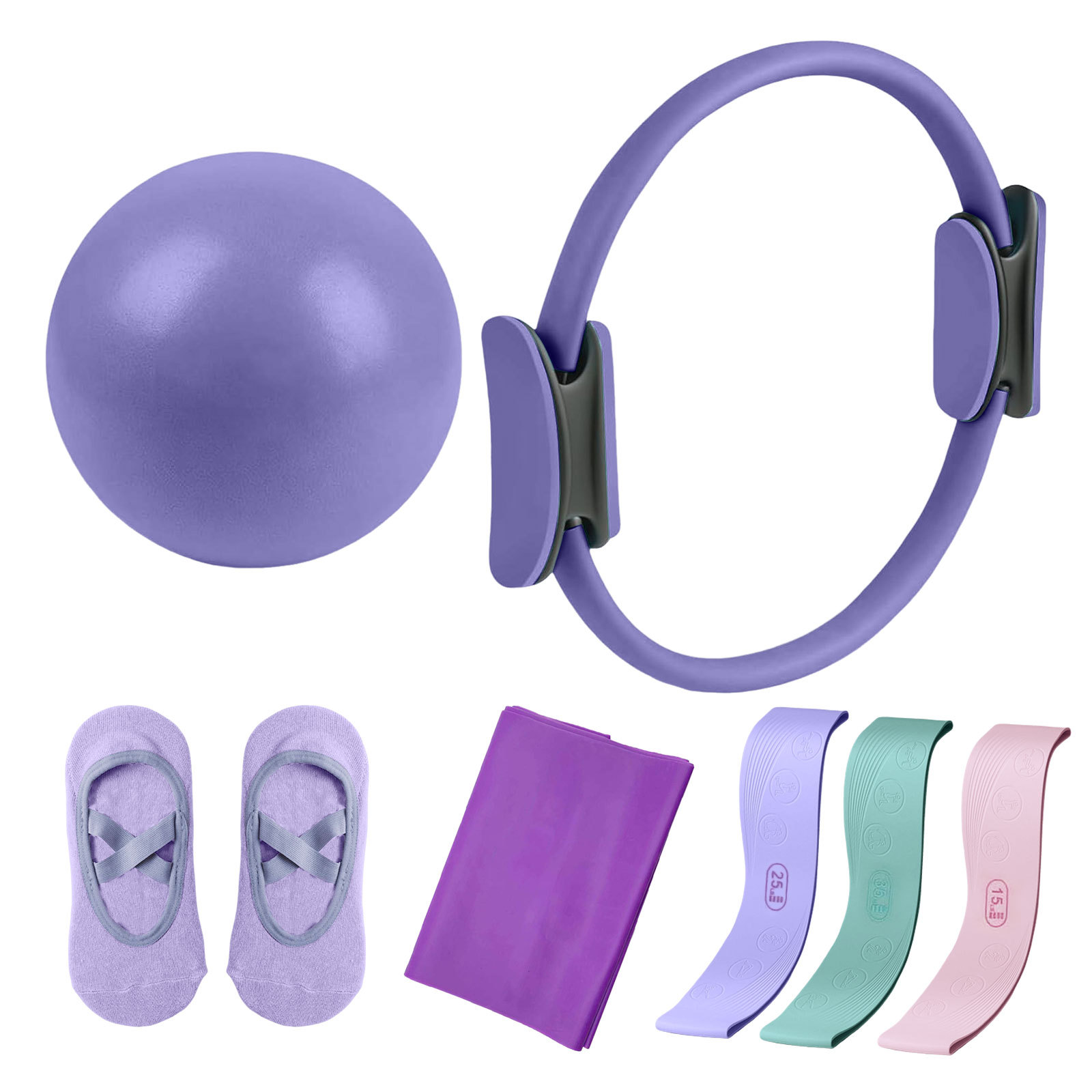 ピラティスサークルレジスタンスバンド7点セット、ストレッチ補 - Pilates And Yoga Combined のレビューと価格