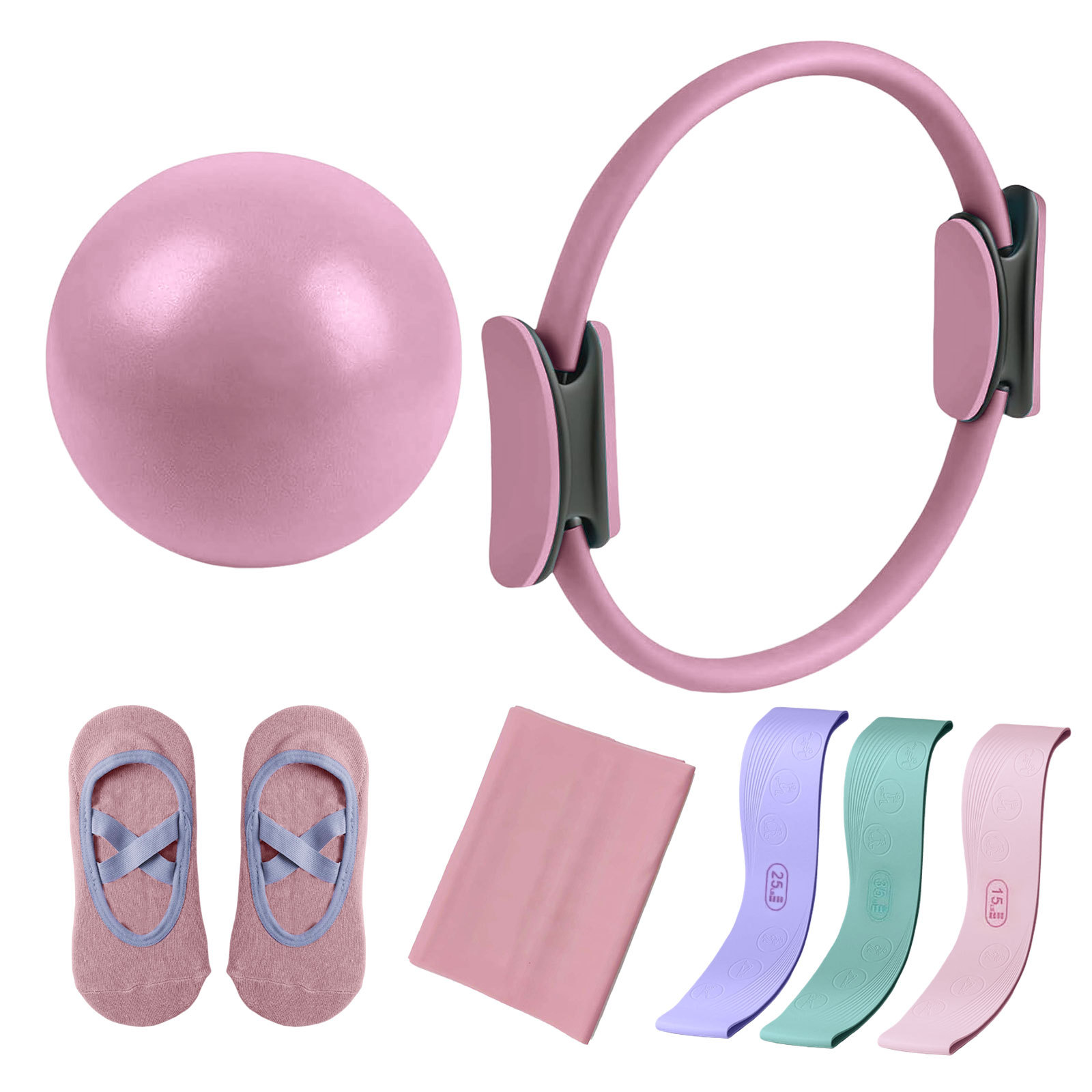 ピラティスサークルレジスタンスバンド7点セット、ストレッチ補 - Pilates And Yoga Combined のレビューと価格